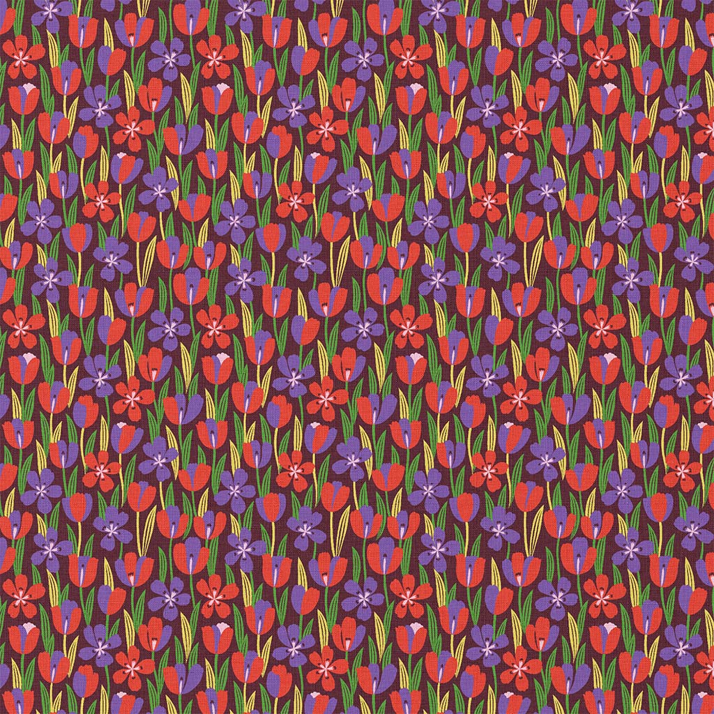 Tela popelín algodón Tulipanes rojos