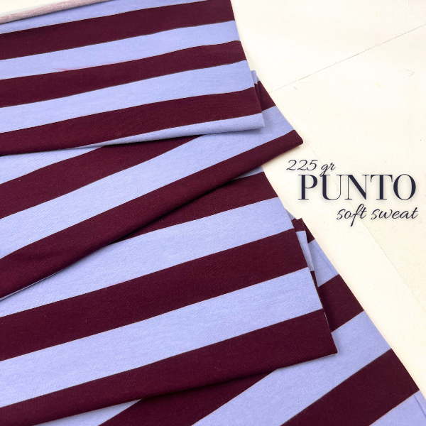 Punto sudadera soft sweat rayas burdeos y malva