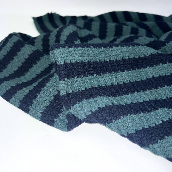 *RETAL* Punto Big knit rayas azules 145x135