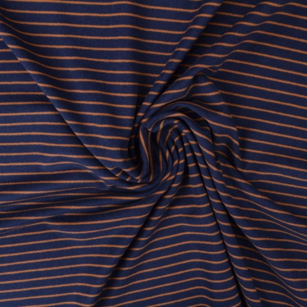 Punto jersey azul marino rayas marrones