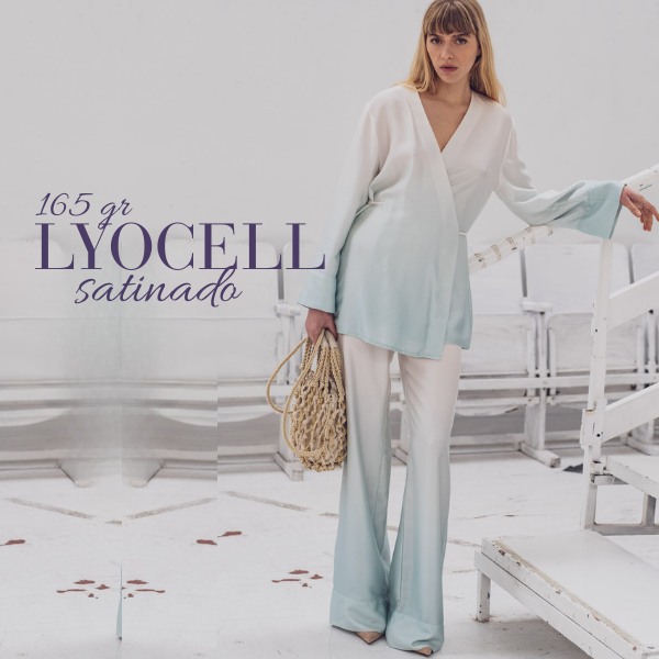 *PREVENTA* Lyocell satinado degradé horizonte azul