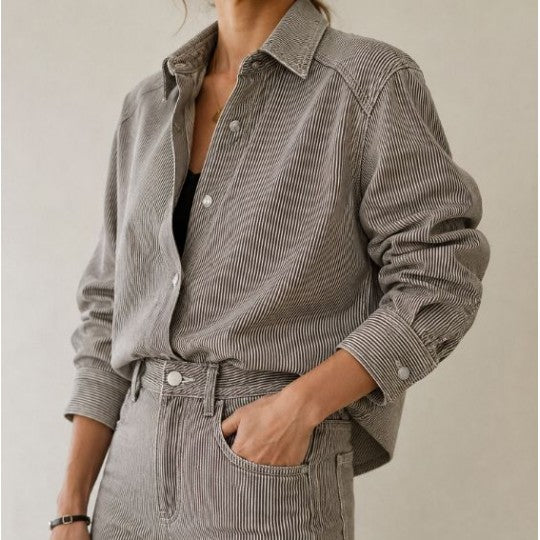 Denim algodón rayas antracita