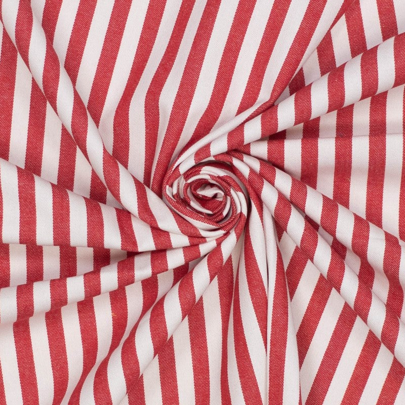 Denim algodón 7.7 oz rayas rojas