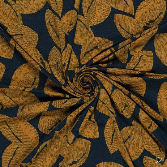 *RETAL* Viscosa Jersey abstracta azul marino 150x135CM