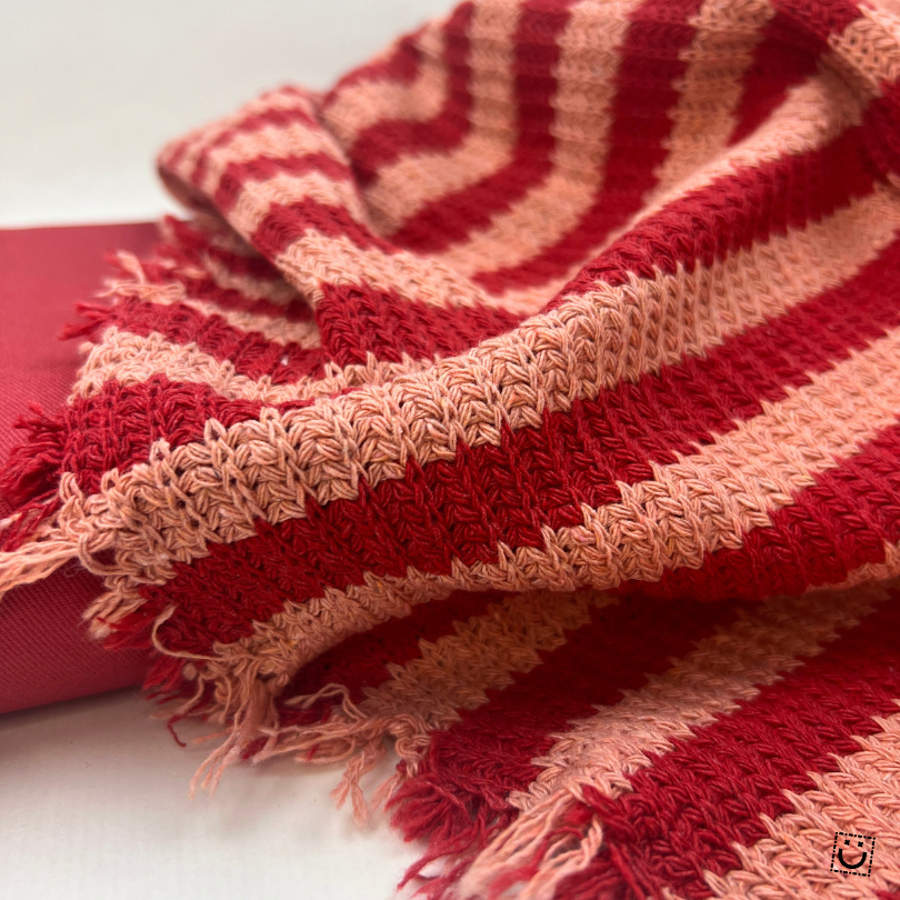 *RETAL* Punto big knit rayas viva magenta 90 cm
