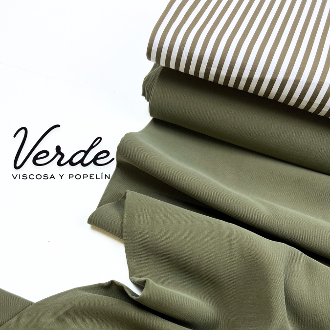 Tela algodón rayas verde