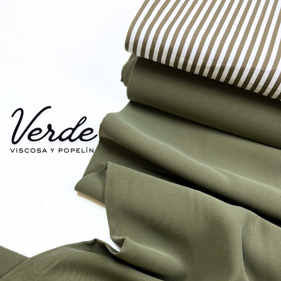 Tela algodón rayas verde