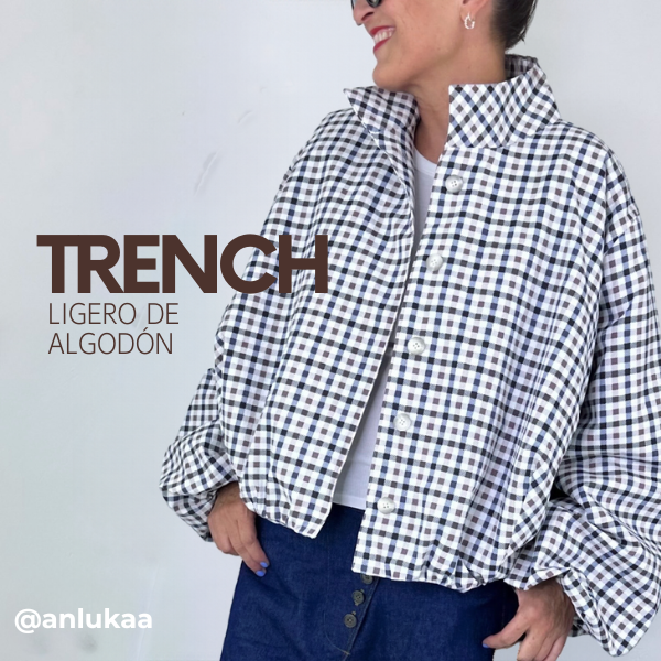 Trench de algodón de cuadros