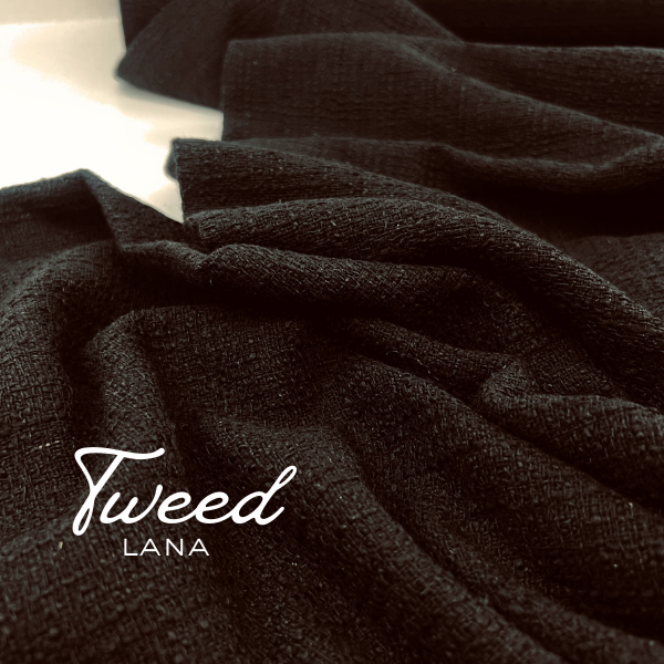 Tweed de lana negra