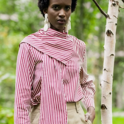 Tela algodón rayas burdeos