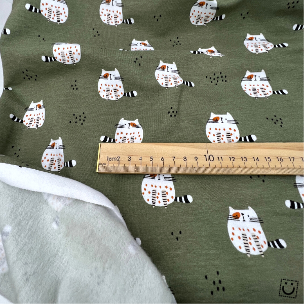 *OFERTA* Tela de punto jersey gatos blanco