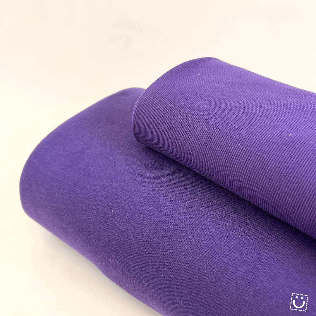 Puño canalé tubular 2x2 berenjena (100 cm)