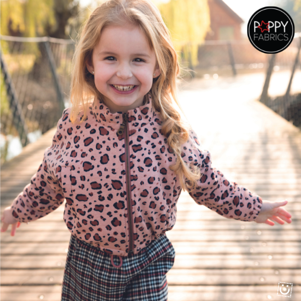 Tela punto sudadera animal print navy interior coralina