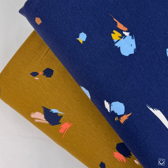 Tela de punto jersey bambú graphic navy