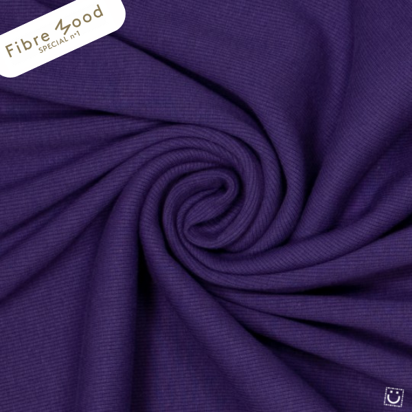 Puño canalé tubular 2x2 berenjena (100 cm)