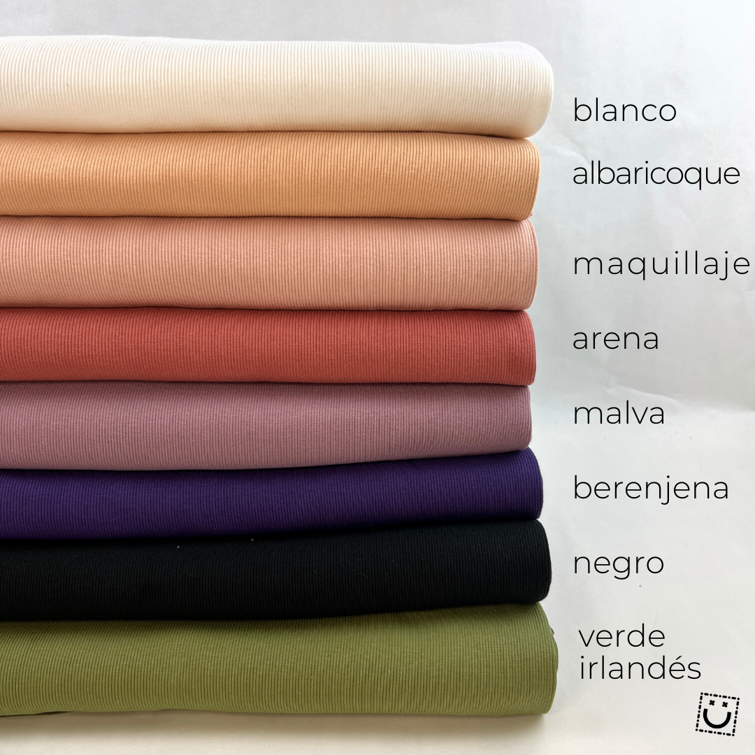 Puño canalé tubular 2x2 azul menta (100 cm)